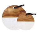 Round Acacia Wood White Marble Decorative Charcuterie Board Cheese Server Cutting Display Chopping Board
