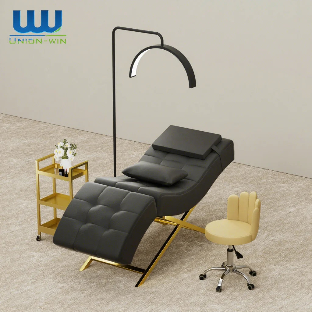 Union Win Custom Modern Stainless Steel Luxury Facial Massage Salon Beauty Lash Bed with Physiotherapy Cover MegaBDM