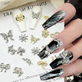 50pcs Mixed Silver Metal Nail Charms 3D Y2K Butterfly Bow Crown & More Designs Nail Art Accessories for Acrylic Nails Supplies