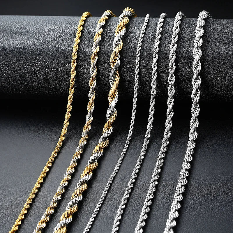 Stainless Steel Full-specification Netherchain Necklace Universal 18K Gold Rope Chain Factory Customized Direct Sales