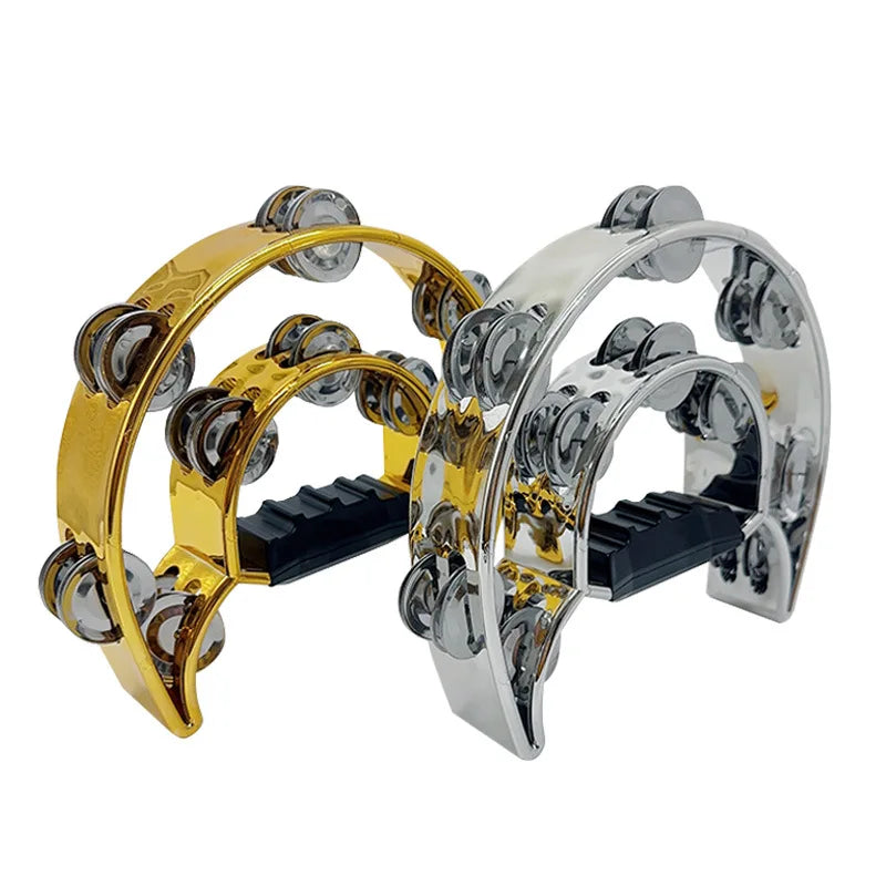 Wholesale Custom Electroplate Half Moon Double Layer Plastic Tambourine for Wedding Entertainment