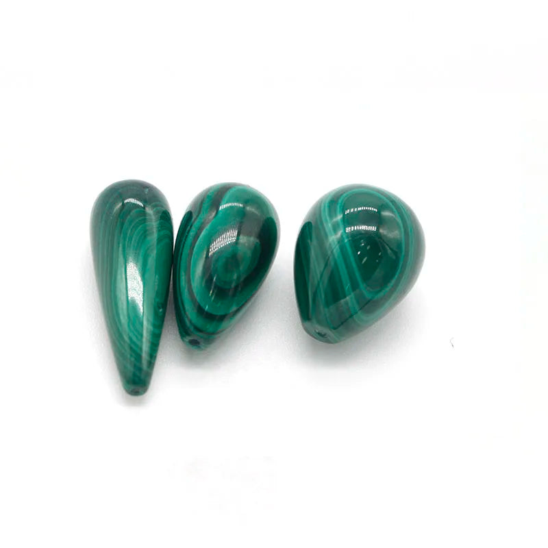 Wholesale 10x28mm Loose Beads DIY Pendant Natural Gemstone Half Drilled Malachite Stone Teardrop Pendant for Earring Necklaces