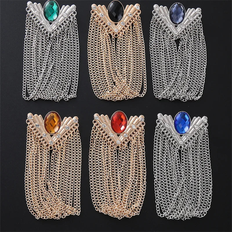 Luxury Men's Fashion Brooch Tassel Chain Accessories Elegant Clothing Brooches