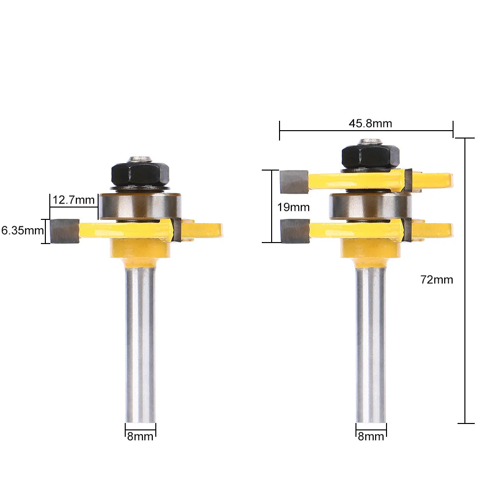 8mm Shank 3 Teeth Tongue Groove Router Bit Wood Milling Floor Knife Woodworking Tools