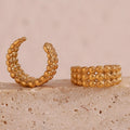 Dreamshow Waterproof Three Layer Beaded Ear Cuff Earrings Non Pierced Stainless Steel Gold Plated Female Earrings
