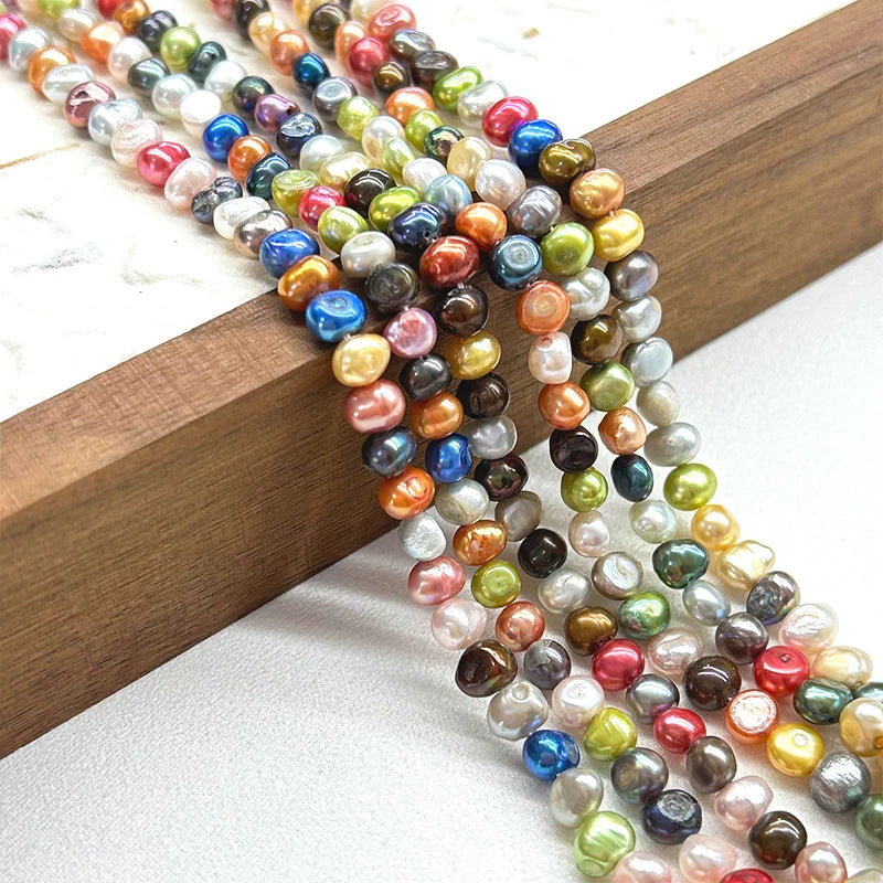 Wholesale Fashion Jewelry Real Baroque 5mm-6mm Colorful Natural 5mm-6mm String Necklace Strand Beads for Making Your Own Unique
