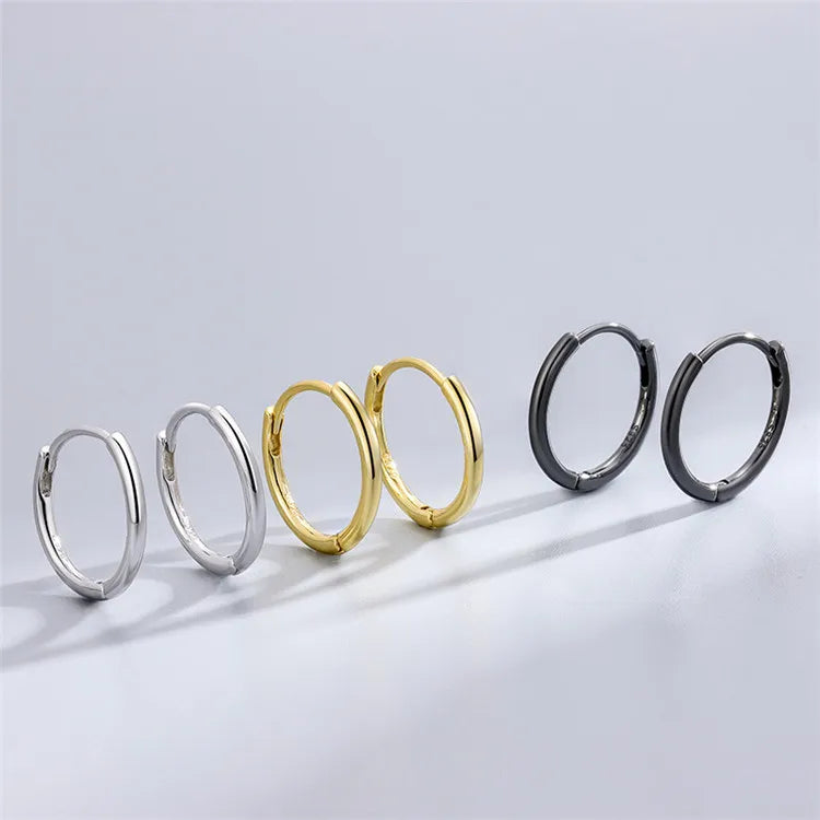 SP Trendy Style Simple Huggie Hoop 2MM Gold Plated 925 Sterling Silver Hoop Earrings for Women