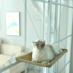 Space-Saving Indoor Silicone Sucker Cat Window Hammock Bed Safety-First Cat Seat Mounted on Window Bed Perch