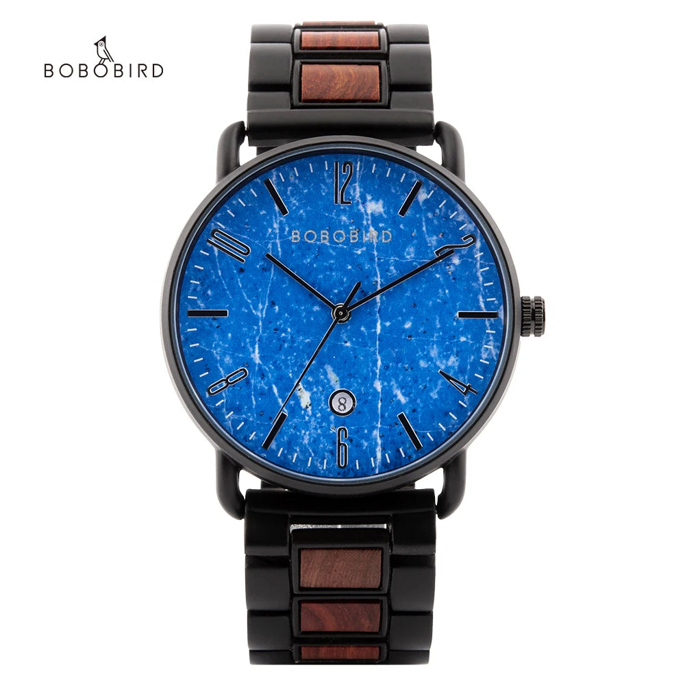 Classic Men's Sport Antique Fashion Waterproof Wooden Engraved Logo Analog Wristwatch