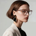 2025 square Glasses Frame Fashion Women TR90 clear Lens Blue Light Blocking Glasses cat Eye Female Decoration Black Leopard