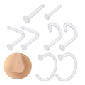 Women Glass clear Tongue Pin Corkscrew Bone Nose Ring Pin Hypoallergenic Gauge 1 1.2 & 1.6mm