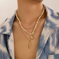 3 Pieces Trendy Stacked Box Chain Coconut Husk Conch Pendant Necklace Set for Men Street Choker Accessories Fashion Jewelry Gift