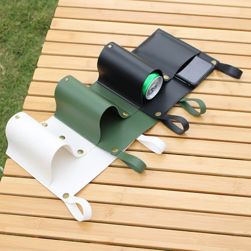 Custom Luxury Waterproof Leather Camping Beach Chair Armrest Side Storage Bag Portable Outdoor Hanging Sundries Holder