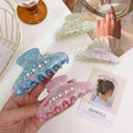 New Design Fashion Women Acetate Hair Claw Clips Sweet Rhinestone Pearl Hair Clips Girl Shark Clips for Winter Hair Accessories