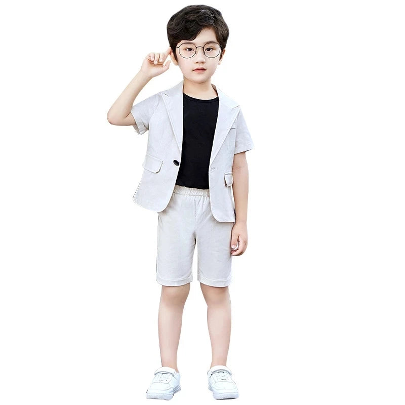Boys Blazer +Shorts + Shirts 3Pcs Clothing Set Kids Formal Wedding Birthday Dress Children Piano Prom Dance Performance Costume