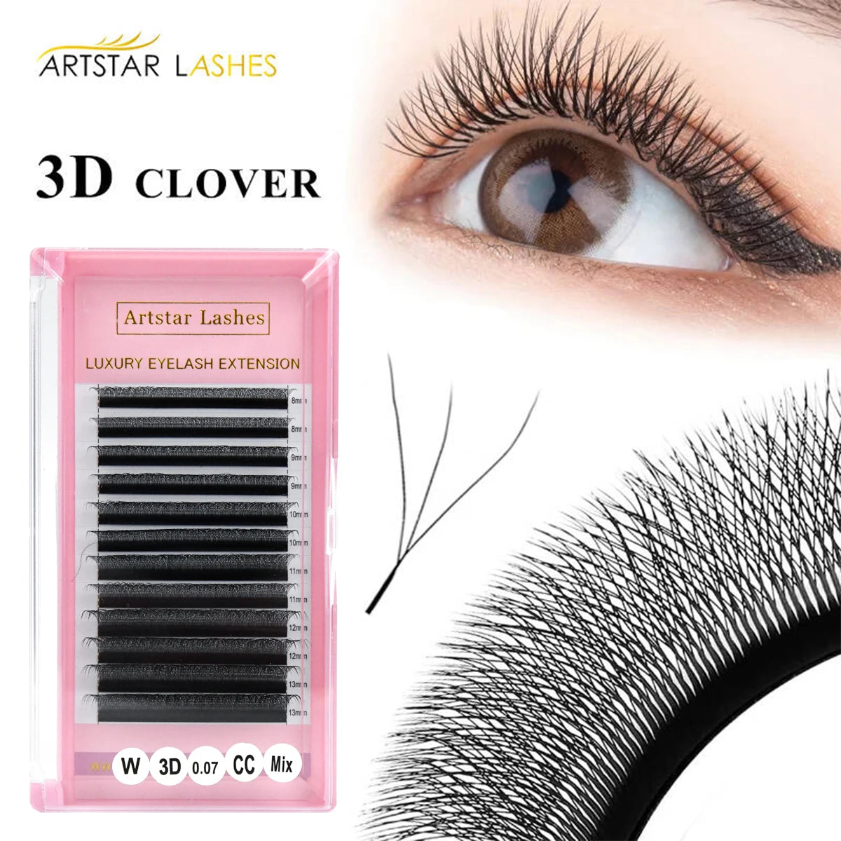 W Shape 3D 4D 5D 6D Volume Fan Eyelash Extensions Dark Matte Lashes Tray Soft Model Natural Eyelash Korean PBT Fiber
