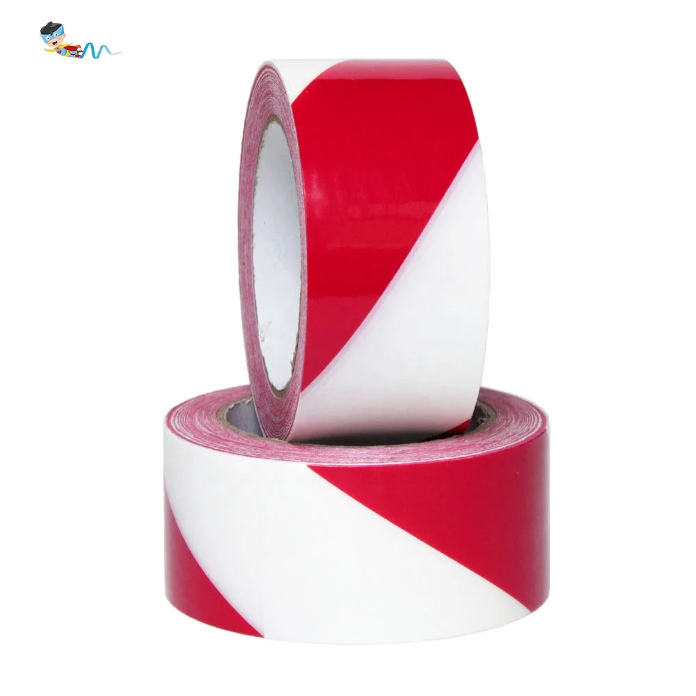 2- Red and White High Viscosity Recyclable PET and PVC Film Base Material Floor Marking Warning Caution Self Adhesive Tape