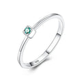 Simple small 925 Sterling Silver Square Shape Gemstone Diamond Stackable Finger Rings for Women