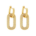 Wholesale Hot Sale Fashion Jewelry 18k Gold Plated Brass U-shape Earrings Full Drill Zircon Oval Hoop Drop Earrings for Women