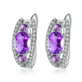 C3162 Custom Designs Jewelry Wholesale Natural Purple Stone 925 Sterling Silver Oval Cut 6x8mm Amethyst Fine Modern Earrings