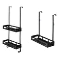 Modern Design Foldable Black Shower Rack Space-Saving Bathroom Storage Organizer Hooks Basket for Corner Mounted Shower/Bathtub