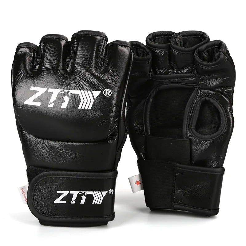 Boxing Gloves Custom logo Pu Mma Gloves Black 7oz Mma Training Sparring Gloves