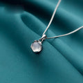 925 Sterling Silver Small Fresh and Simple Style Round Synthetic White Chalcedony Clavicle Chain Necklace Jewelry