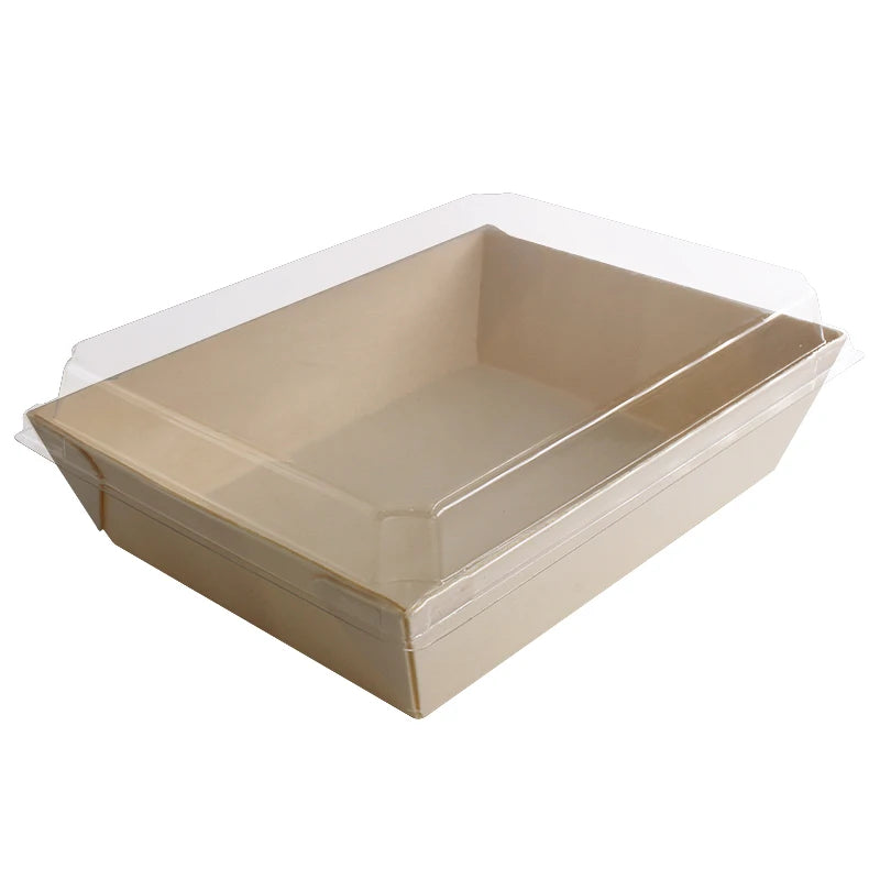 Factory Outlet Biodegradable Bento Box Microwaveable Trapezoidal Wooden Sushi Tray Sandwich Grazing Box With Transparent Lid