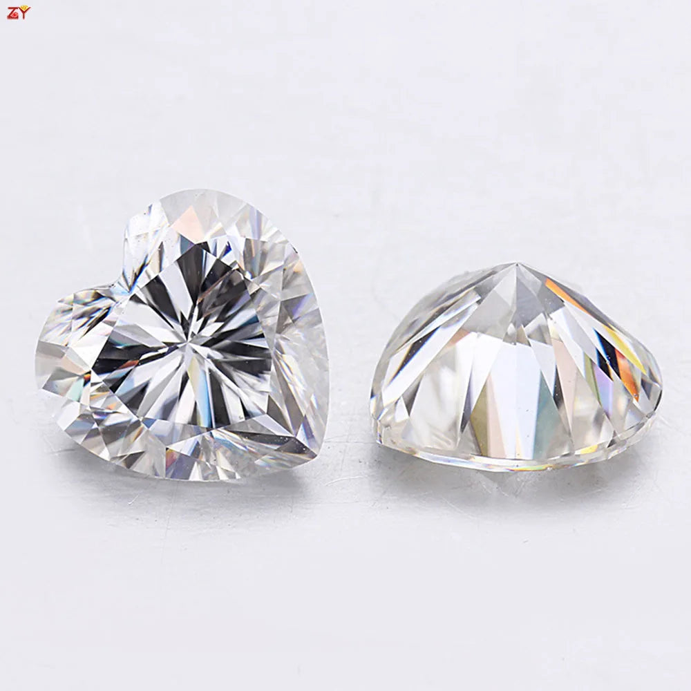 Zhengyong Jewelry Factory VVS D EF GE IJ Color 6x6mm to 10x10mm Synthetic Excellent Cut Heart Shape Loose Moissanite