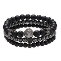 MIENTER Bracelet Stone Minimalist Jewelry Charm Bead Adjustable DIY Black Set Black Matte Agate Bracelet