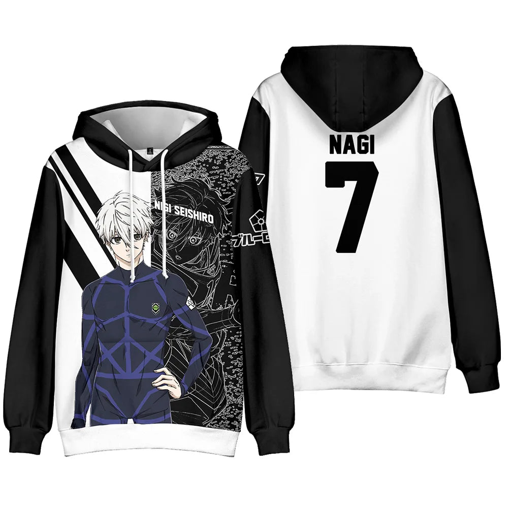 Fitspi Anime Cosplay Costume Hoodies Unisex Causal Tops Boys Girls Hoodie 3d Printed Isagi Bachira Anime Sweatshirts