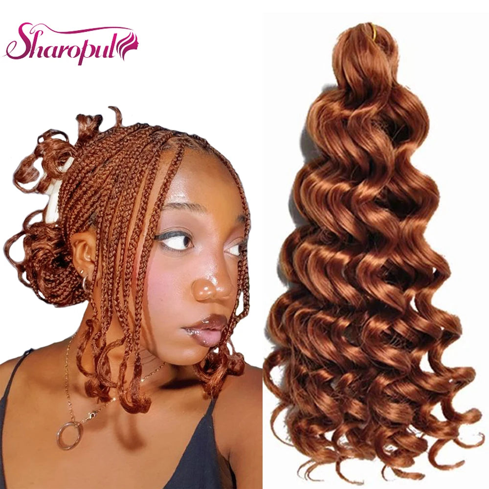 Synthetic Brown Loose Wave Crochet Hair Extensions Silky Short Curly Braiding Hair Wholesale Faux Curly Crochet Hair