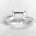 Sterling Silver 5*7mm Semi Mount Ring Square Shape Empty Frame Blank Claws Setting S925 Base Without Center Stone for Inlay DIY