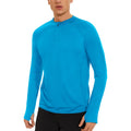 Men's Back Pocket Lightweight Athletic Tops Quick Dry Hiking T-shirts Quarter Zip Long Sleeve Running Shirts
