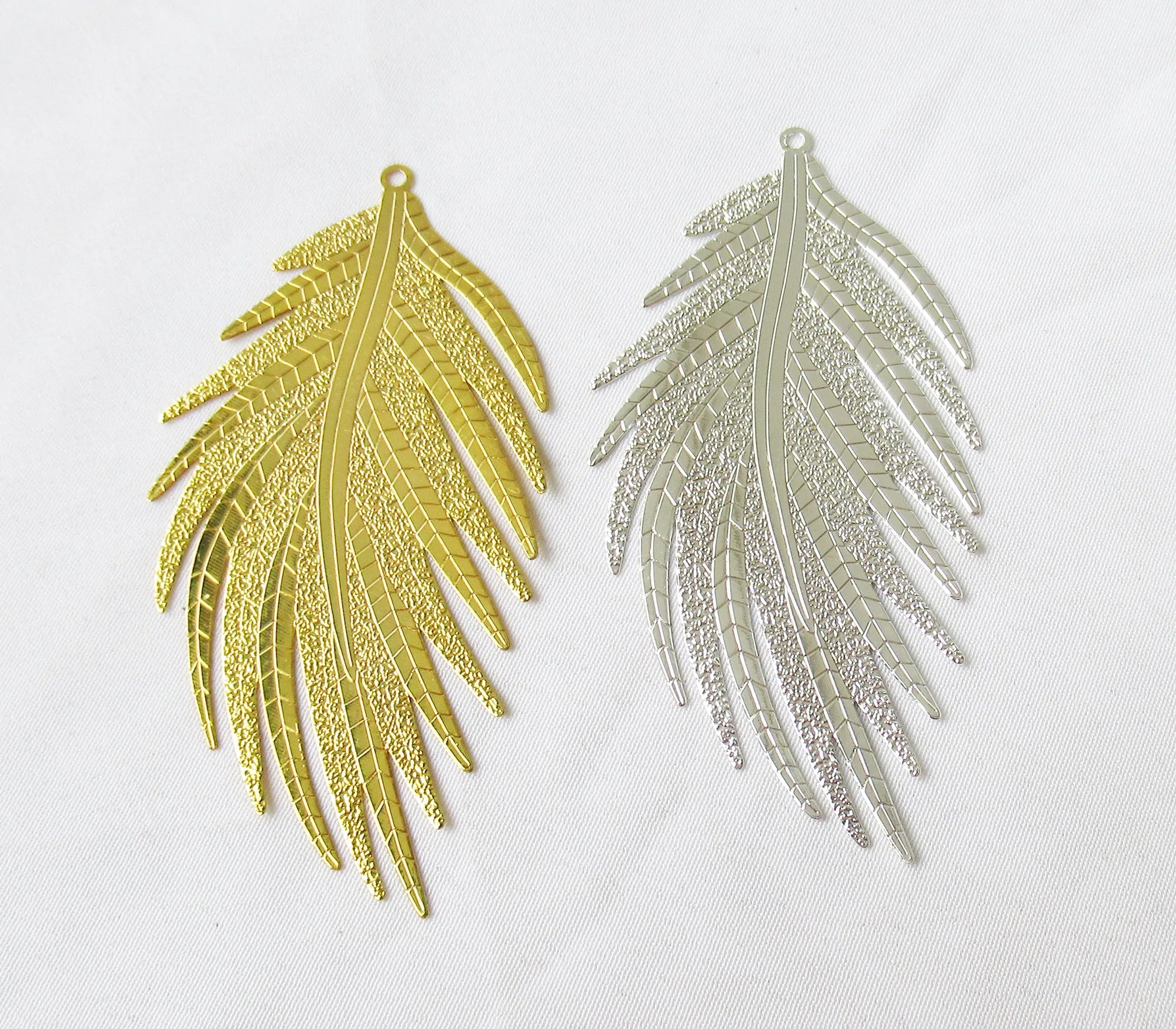 Feather Brass Charms 32x64mm Corroded Brass Filigrees