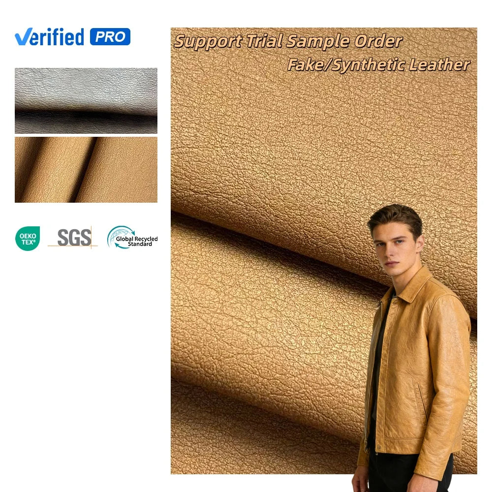 Factory Stock Wash Fading PU Leather Retro Effect Rayon Backing Leather Garment Jacket Material for Vintage Fashion