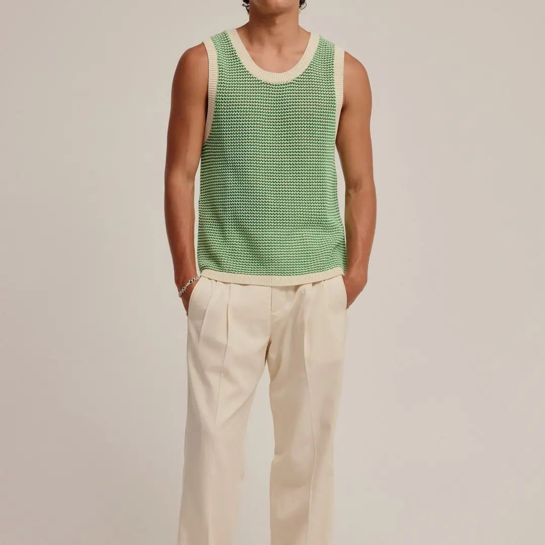 Custom Design logo Wholesale Fashion Knit Vest Knitwear Vintage Summer Sport Oversized Knitted Crop Cotton Men tank Top