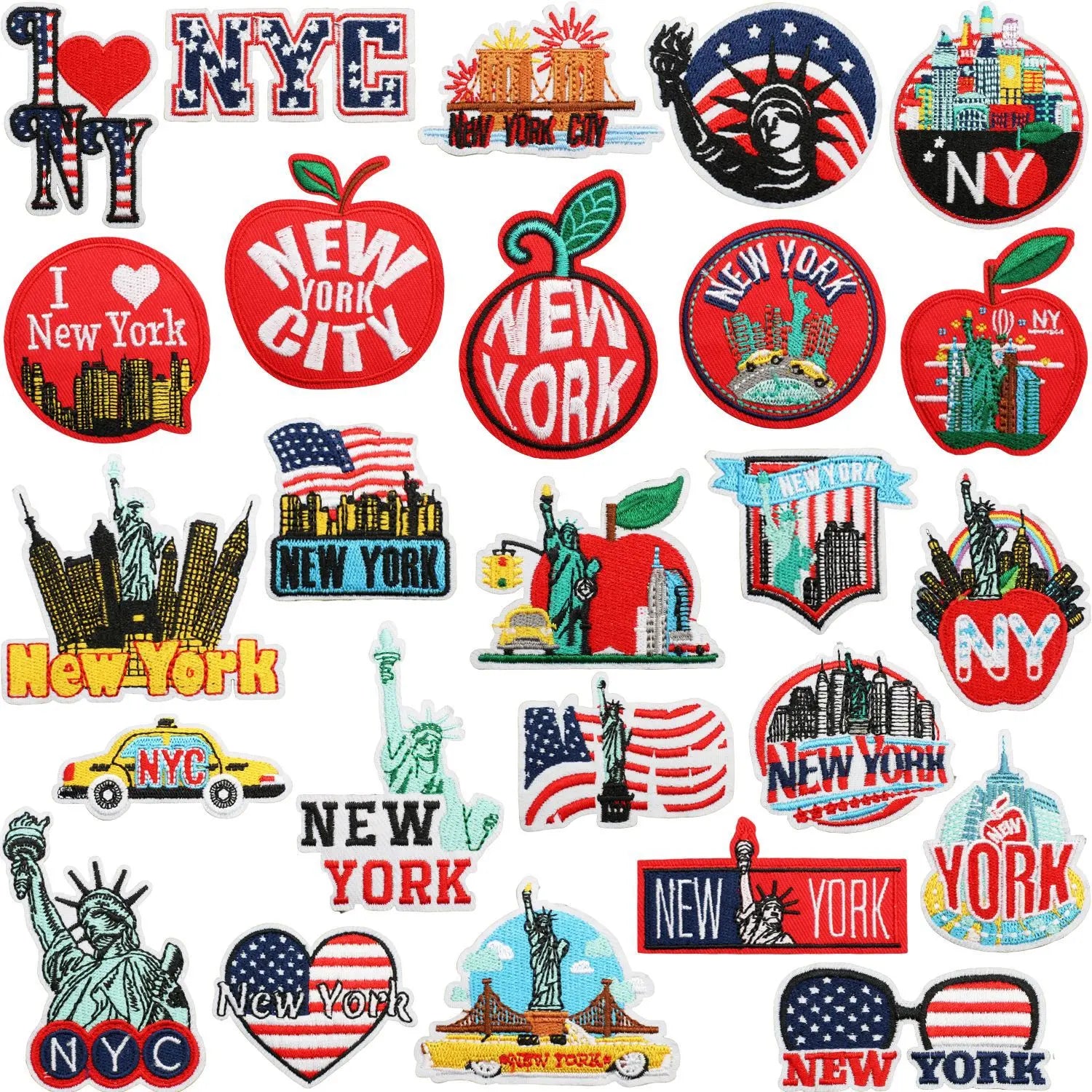 Custom Heat Press logo Embroidery Patches Beautiful America New York City Design Pattern Embroidered Iron on Patch for Clothing