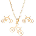 Yiwu Fashion Bike Shaped Jewelry Silver Stainless Steel  Charms Pendant Necklace and Earrings Women Jewelry Set