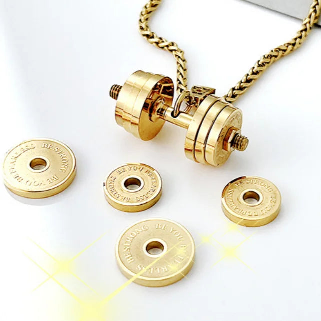 Bodybuilding Jewelry Stainless Steel Dumbbell Charm Pendant Necklace Fitness Barbell Jewelry for Sports Lovers Colar