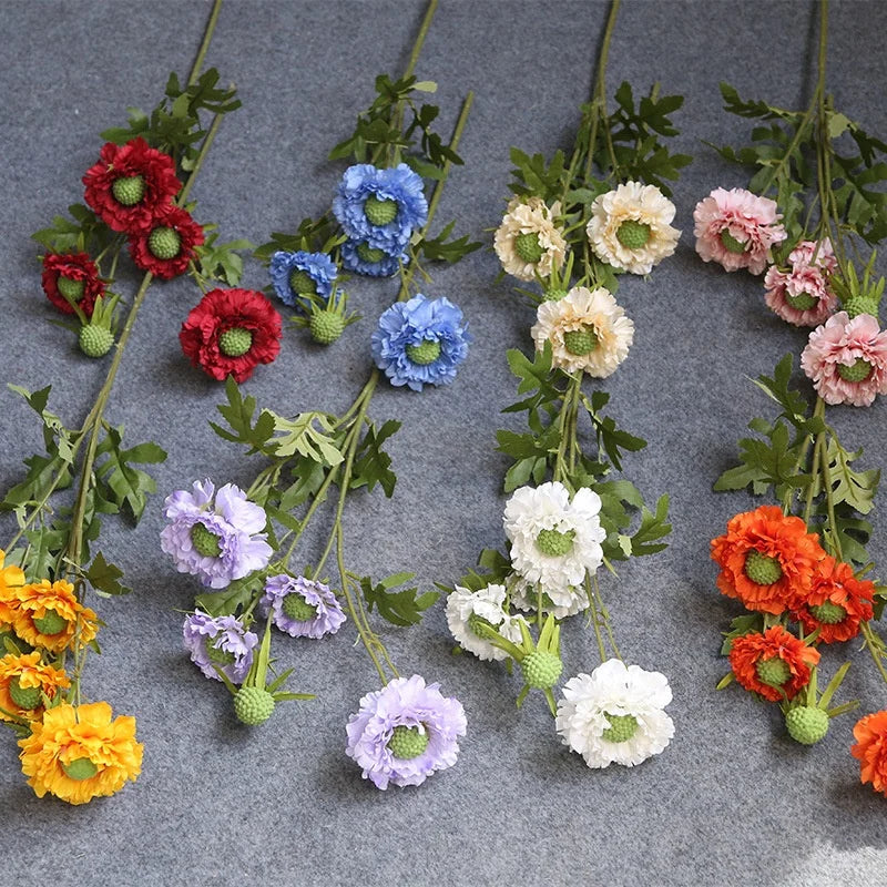 O-X798 Wholesale Gerbera Daisy Artificial Flower Silk Blue Daisy 5 Heads Daisy Chrysanthemum Silk Flowers Artificial