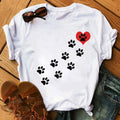 Cartoon Colorful Heart Dog Paw Graphic Print T Shirt 90s Fashion Casual Women Men Short Sleeve Plus Size T Shirt Unisex