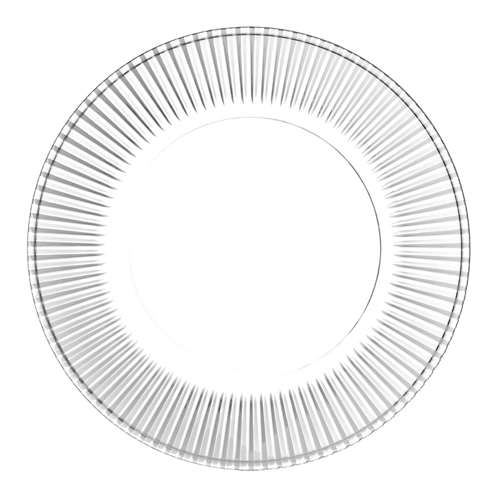 Elegant Modern Round Clear Crystal Glass Charger Plates Flat Bottom with Ins Design Eco-Friendly Home Use Wedding Party Supplies