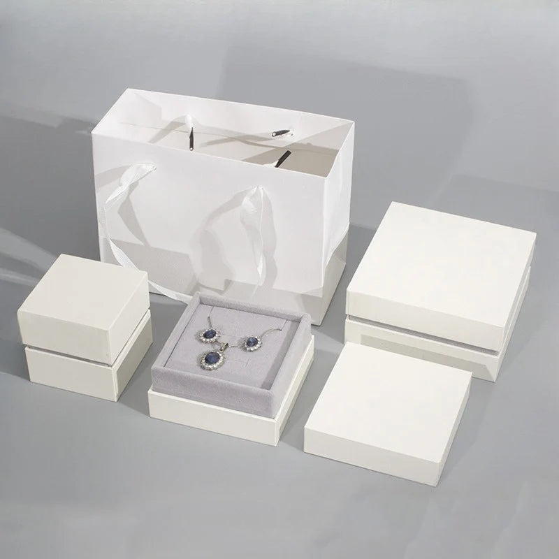 Wholesale Ring Earrings Jewelry Packaging Gift Box Necklace Ear Studs Bracelet Storage Box White Caja Joyeria