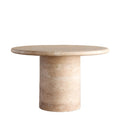 Marble Round Shape Beige Table Dining Room Natural Stone Travertine Dining Table Wholesale Factory Directly Stylish Design