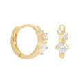 LOZRUNVE Custom Wholesale Jewelry 925 Silver Triple CZ Zirconia Delicate Huggie Earring