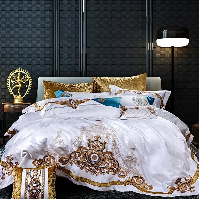 ODM Courtly Style White Girl Embroidery Duvet Cover king Size 100%cotton Pillow Cover Home Textile Bedding Sets Supplier