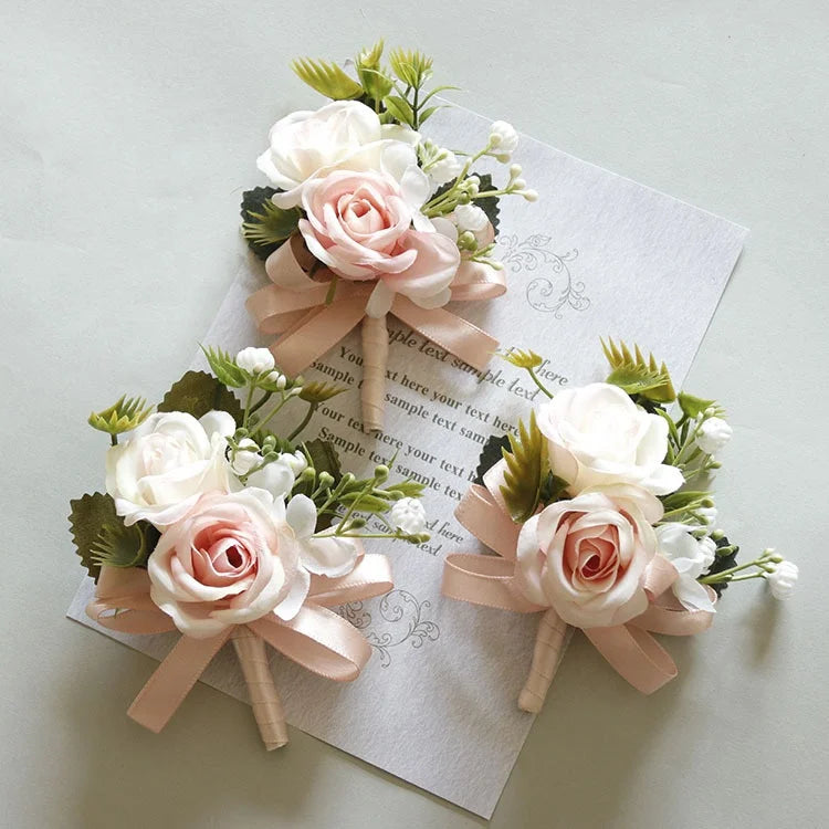 YOPIN 368 Artificial Flowers Chest Flower Corsage Brooch Boutonniere Wedding Wrist Flower