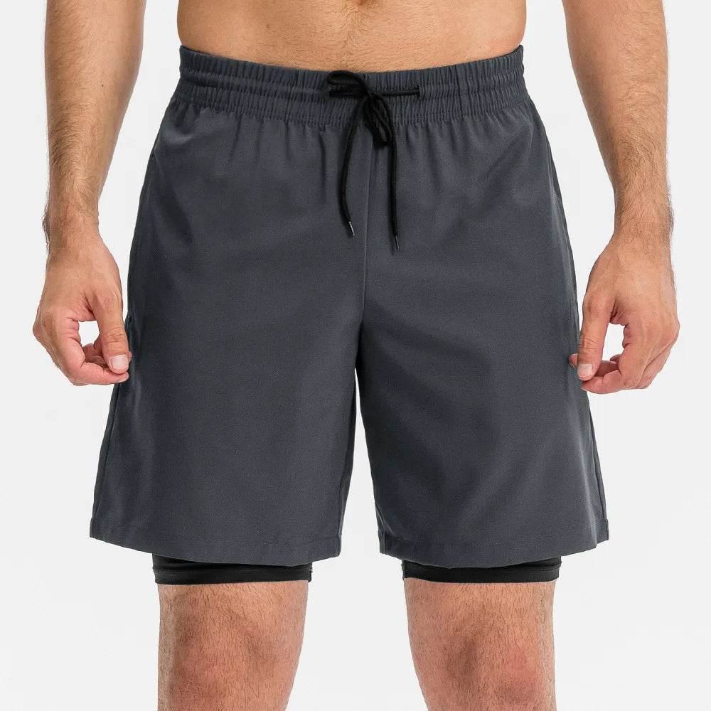 Custom Men Mesh Breathable Fitness 2 in 1 Double Training Shorts With Pocket Basketball Fitness Mesh Shorts for Men