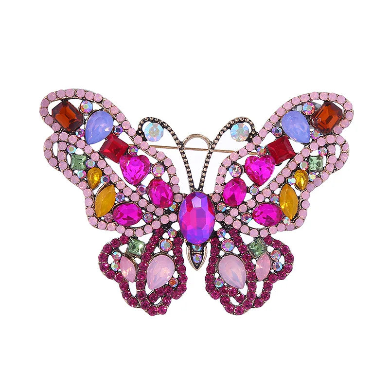 New Luxury Fashion Colorful Butterfly Jewelry Brooches Wedding Crystal Rhinestone Insect Mujer Bouquet Hijab Scarf Pin